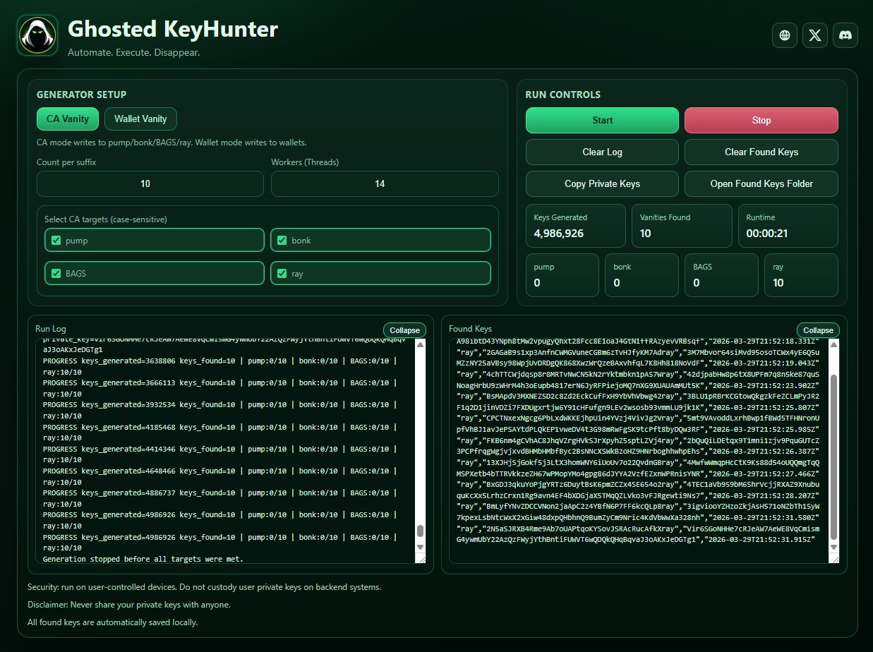Ghosted KeyHunter creating custom contract addresses